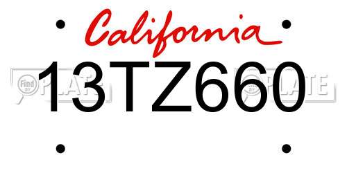 13TZ660 California License Plate