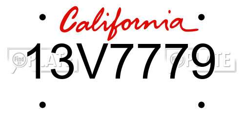13V7779 California License Plate