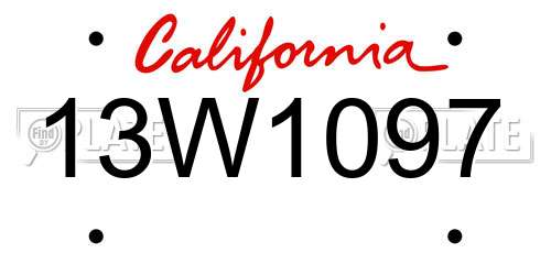 13W1097 California License Plate