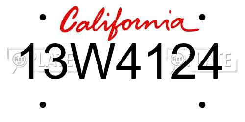 13W4124 California License Plate