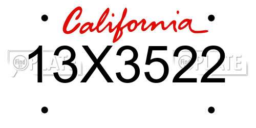 13X3522 California License Plate
