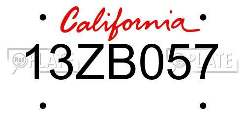 13ZB057 California License Plate