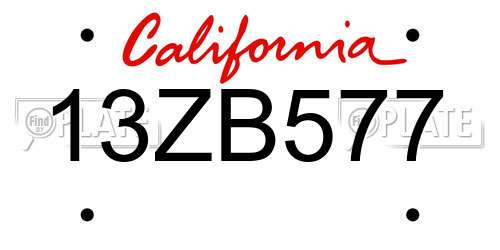 13ZB577 California License Plate