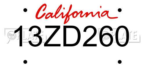 13ZD260 California License Plate