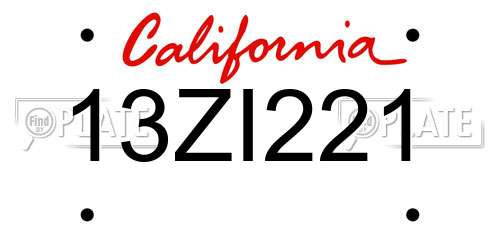 13ZI221 California License Plate