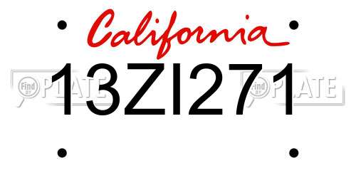 13ZI271 California License Plate