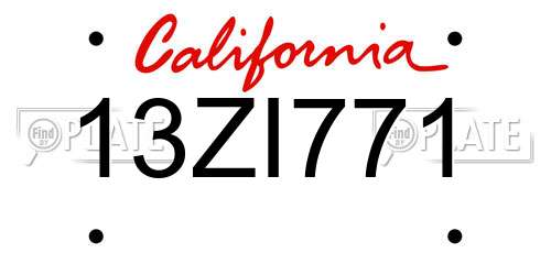 13ZI771 California License Plate