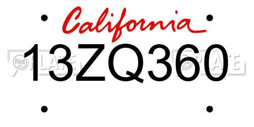 13ZQ360 California License Plate