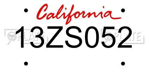 13ZS052 California License Plate