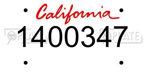 1400347 California License Plate