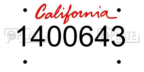 1400643 California License Plate