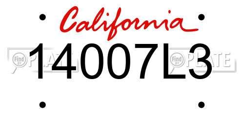 14007L3 California License Plate