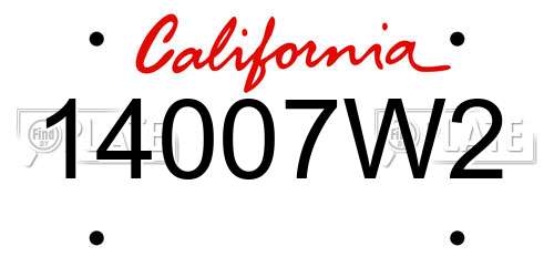 14007W2 California License Plate