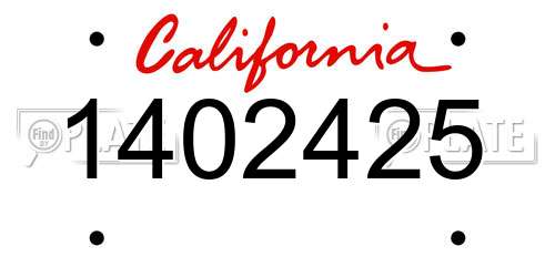 1402425 California License Plate