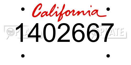 1402667 California License Plate