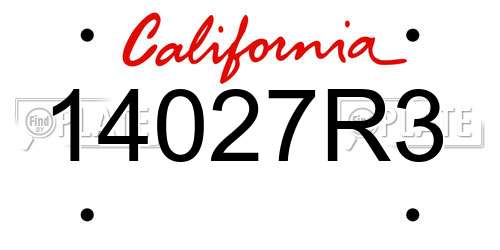 14027R3 California License Plate