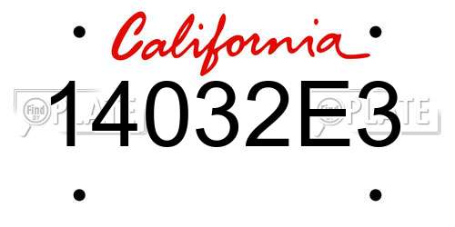 14032E3 California License Plate