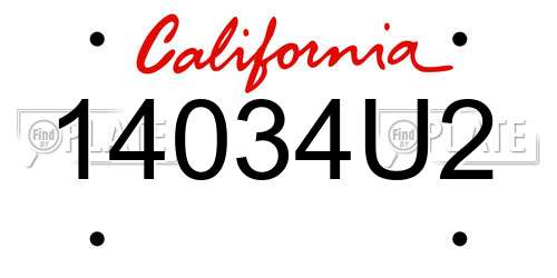 14034U2 California License Plate