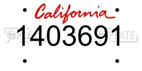 1403691 California License Plate