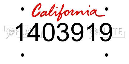 1403919 California License Plate