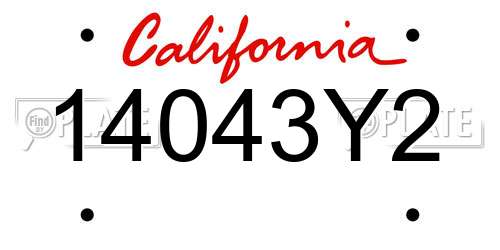 14043Y2 California License Plate