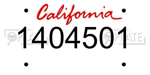1404501 California License Plate