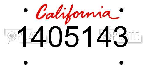 1405143 California License Plate