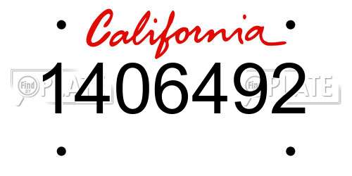 1406492 California License Plate