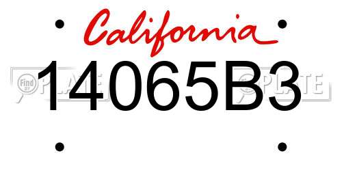 14065B3 California License Plate
