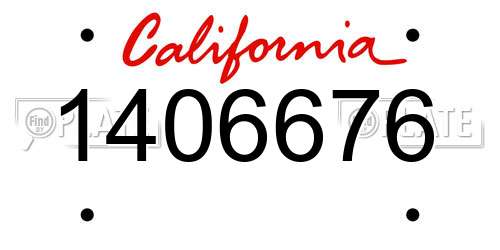 1406676 California License Plate