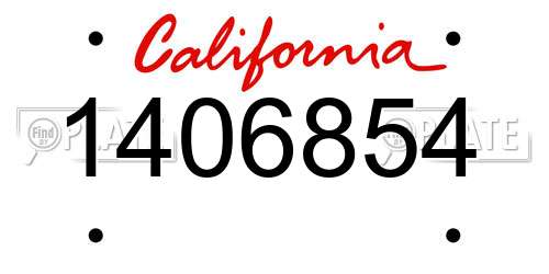 1406854 California License Plate