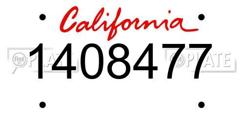 1408477 California License Plate