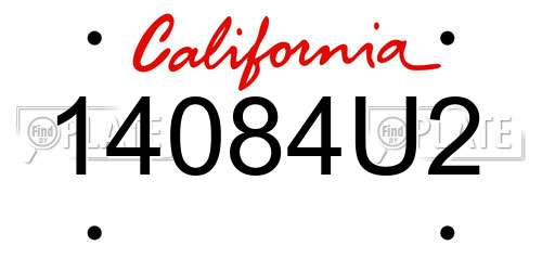14084U2 California License Plate