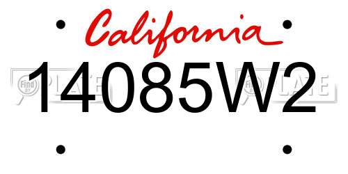 14085W2 California License Plate