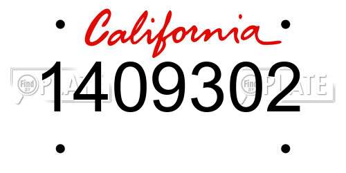 1409302 California License Plate