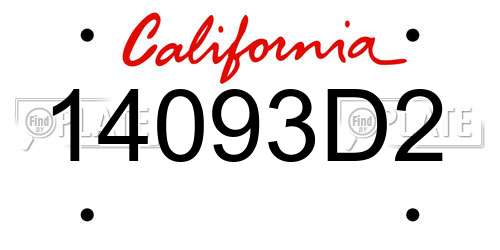 14093D2 California License Plate