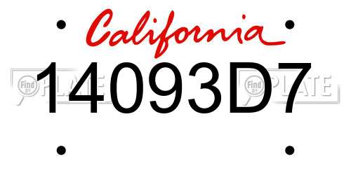 14093D7 California License Plate