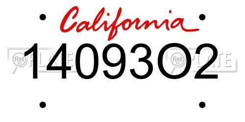 14093O2 California License Plate