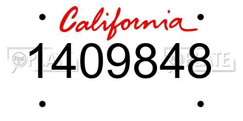 1409848 California License Plate