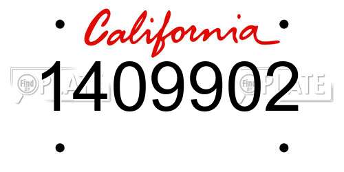 1409902 California License Plate