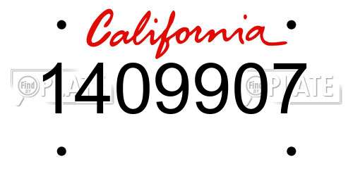 1409907 California License Plate