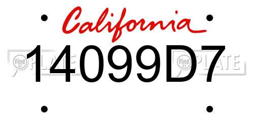 14099D7 California License Plate