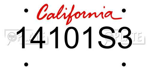 14101S3 California License Plate