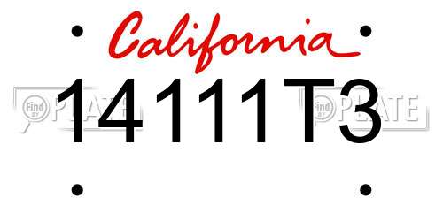 14111T3 California License Plate