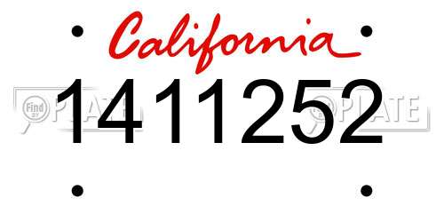 1411252 California License Plate