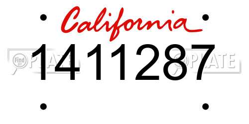 1411287 California License Plate