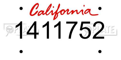1411752 California License Plate