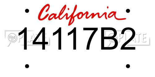 14117B2 California License Plate