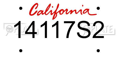 14117S2 California License Plate