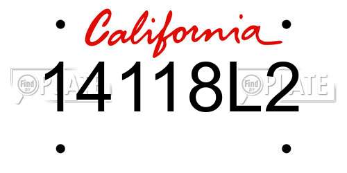 14118L2 California License Plate